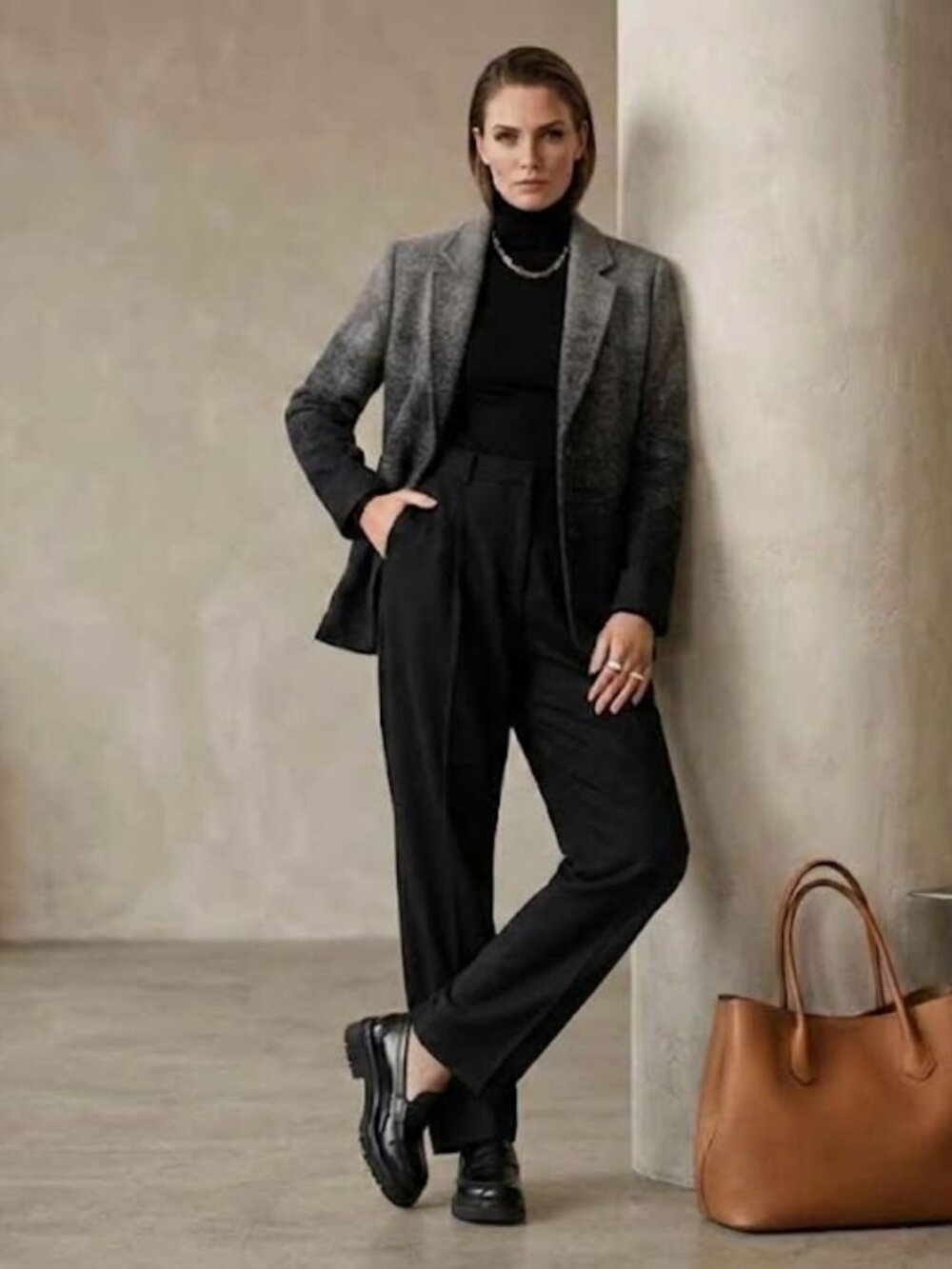 NWT 52 % wool Clements Ribeiro Portofino Ombre Black Grey  Blazer Jacket - 10